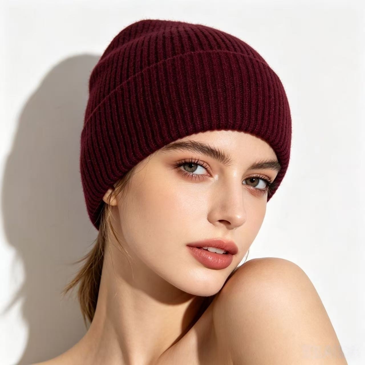 Navy Blue Ribbed Knit Thermal  - Beanie Cuffed Knit recensione e prezzo