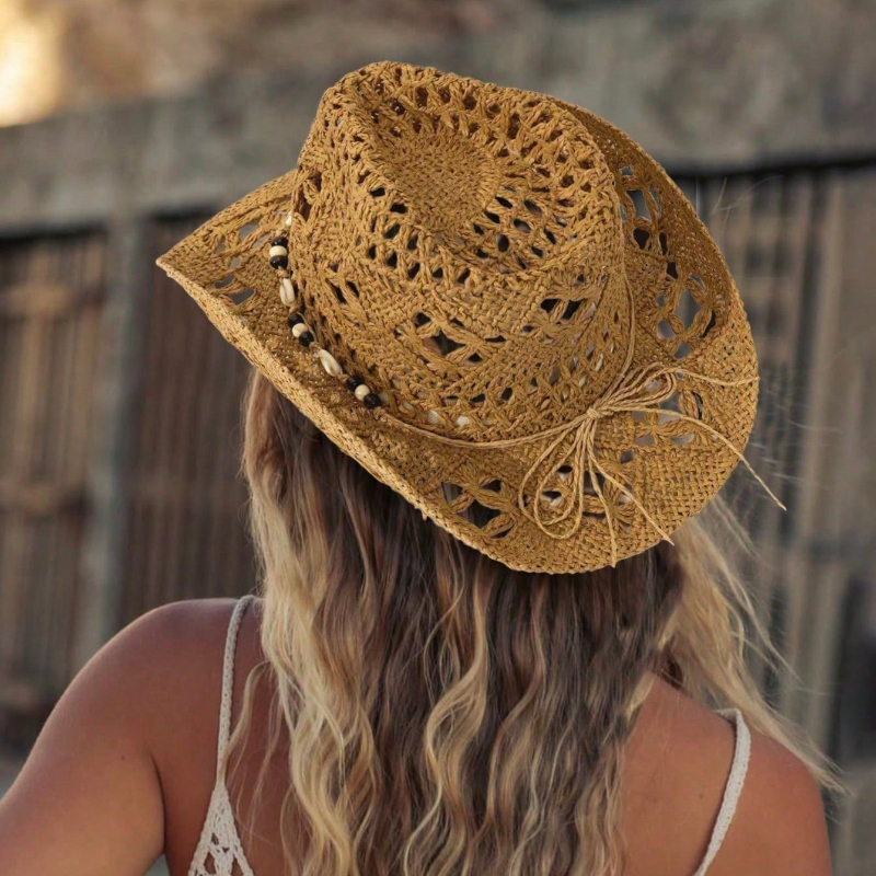 1pc Boho Shell Hollow Out Stra - Cowboy Hat Straw recensione e prezzo