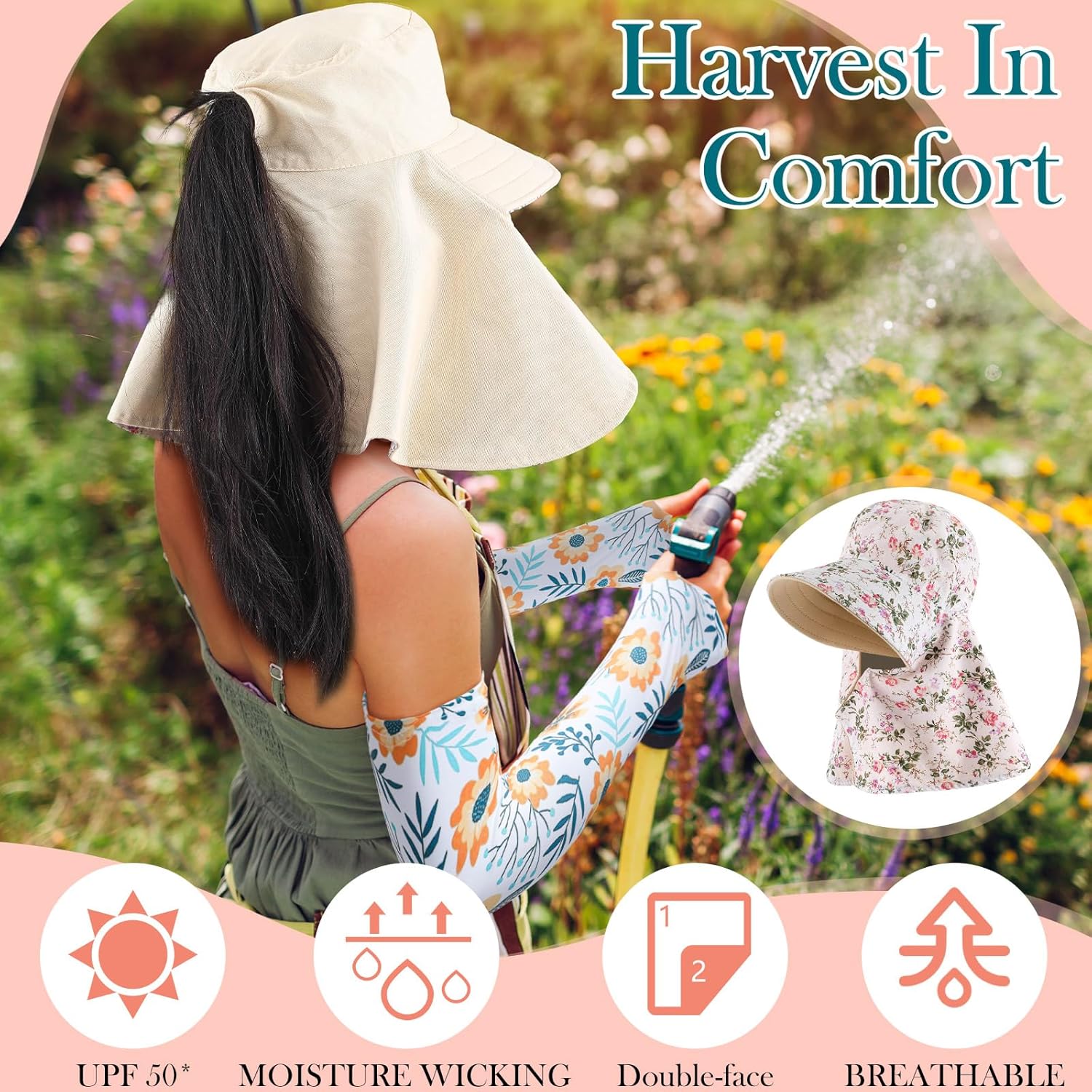 2 Pcs Floral Garden Hat for Wo - Visor Sun Hat recensione e prezzo