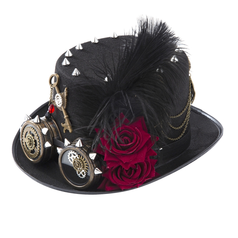 Y166 Vintage Steampunk Hat Top - Fedora Hat Wool recensione e prezzo