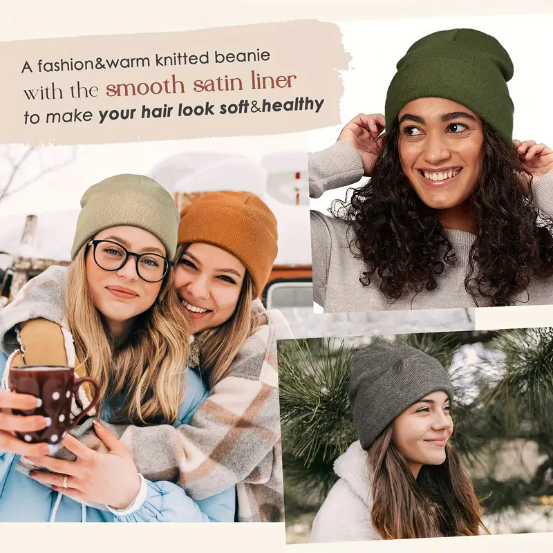 Unisex Satin Lined Anti Static - Beanie Cuffed Knit recensione e prezzo