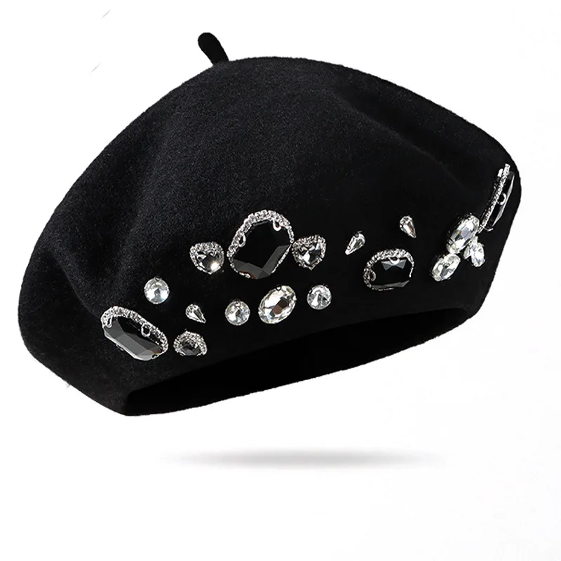 French Beret Thick Rhinestone  - Beret French Wool recensione e prezzo