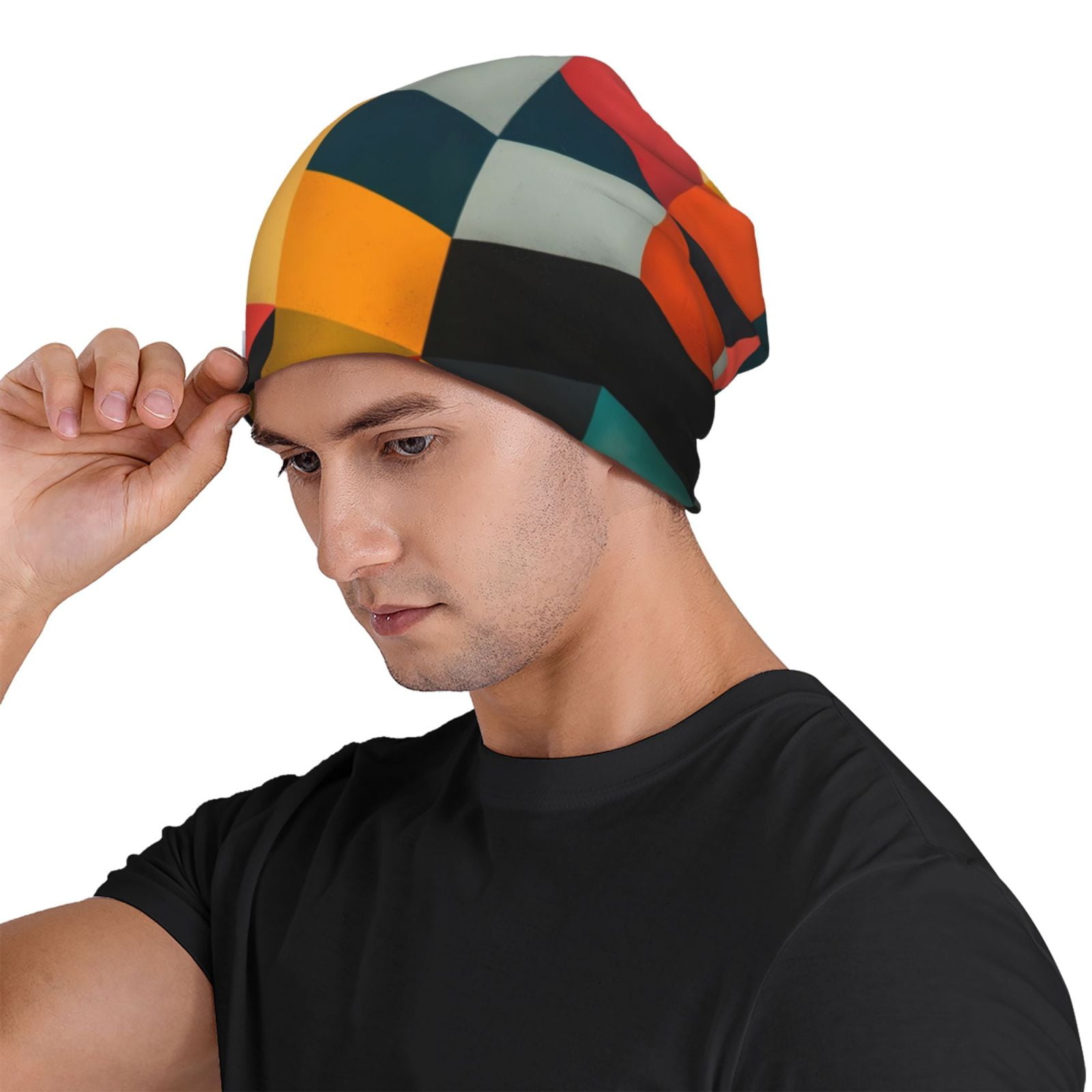Geometric Cube Pattern Art Pri - Beanie Cuffed Knit recensione e prezzo